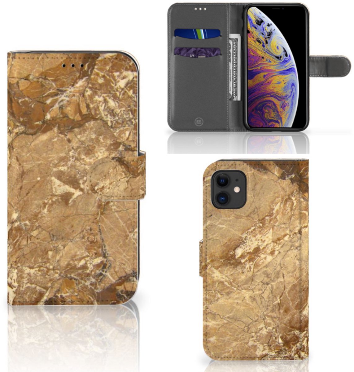 Boekhoesje voor Apple iPhone 11 Bookcase Marmer Creme