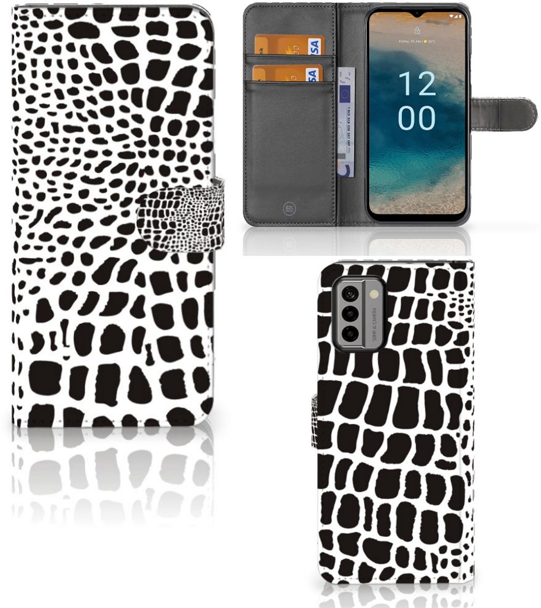 Nokia G22 Telefoonhoesje met Pasjes Slangenprint