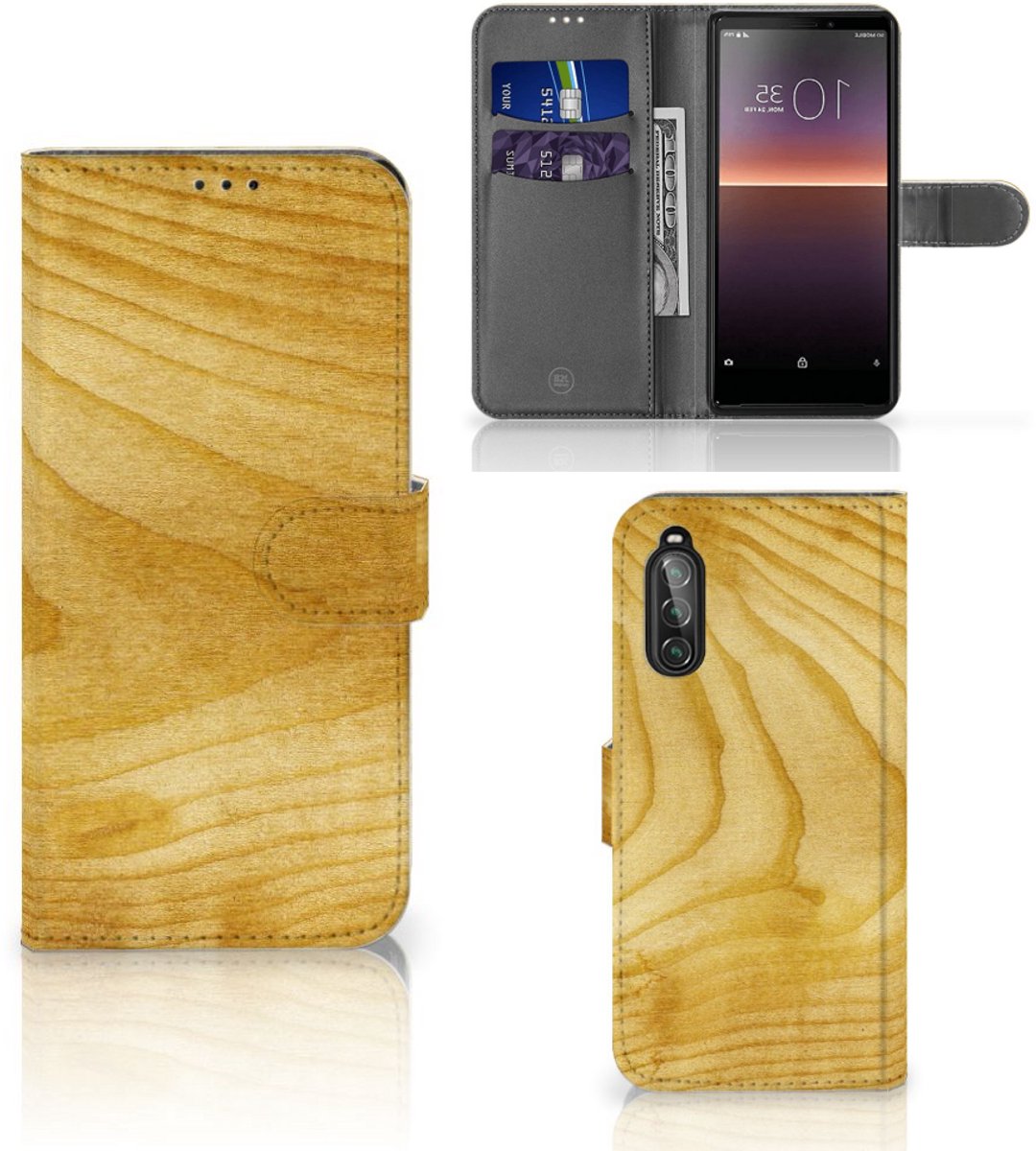 Sony Xperia 10 II Book Style Case Licht Hout