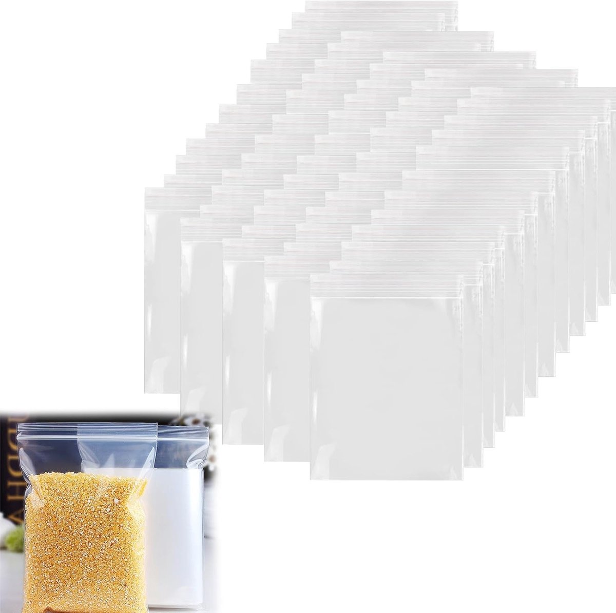Transparante zip zakken 8 x 12 cm, herbruikbare polyethyleen zakken voor voedsel en diverse artikelen, stevig en praktisch, ideaal voor opslag en organisatie