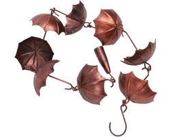 Umbrella Rainchain Set, 3.28ft Copper Rain Chain for Gutters with Adapter, Umbrella Rain Chain Cups To Replace Gutter Downpipe, To Derive Water and