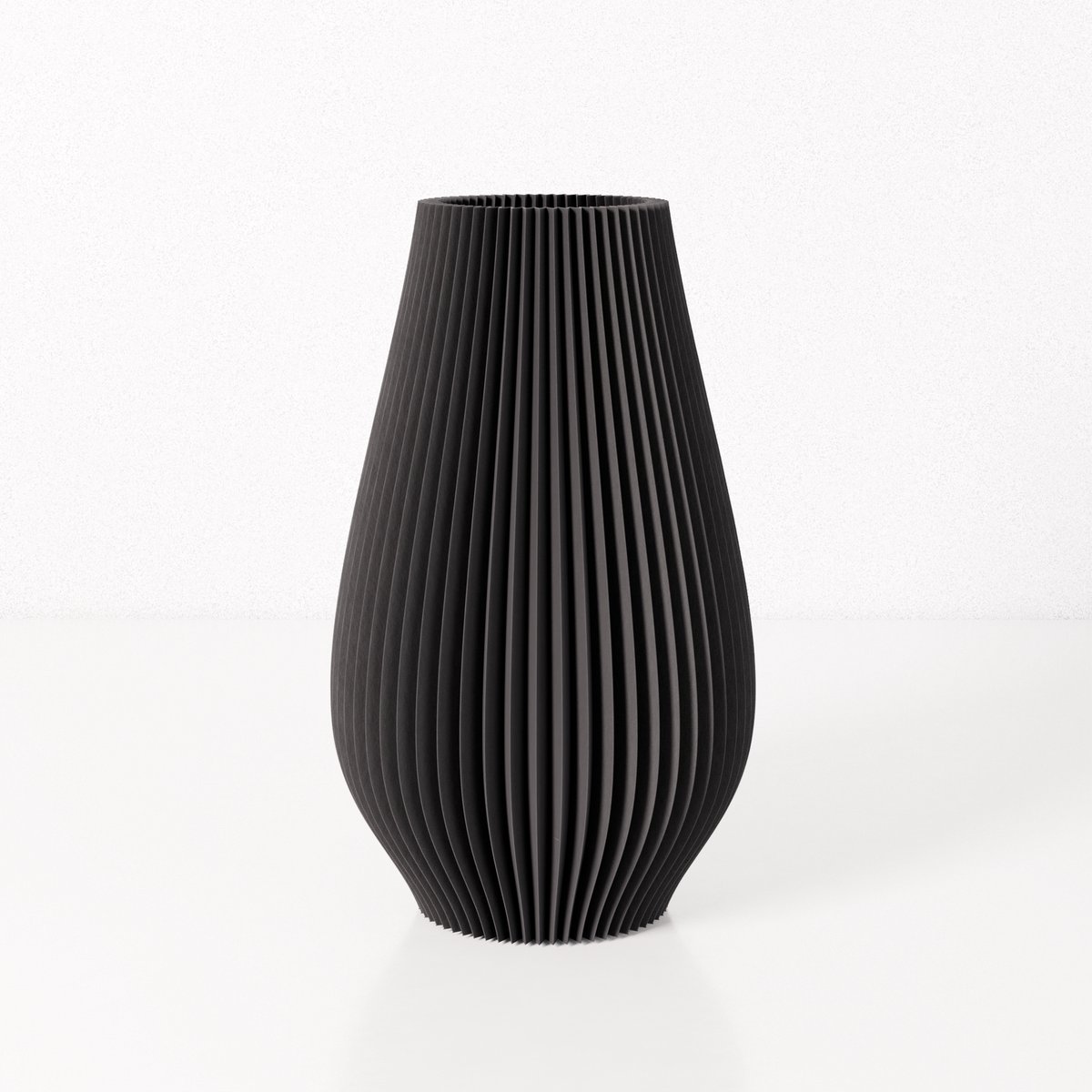 Fleuriek vaas EMMA - Zwart H40 cm - Hoge vaas met geribbeld design - Stijlvolle decoratie voor kast of dressoir - Gemaakt van bio-kunststof
