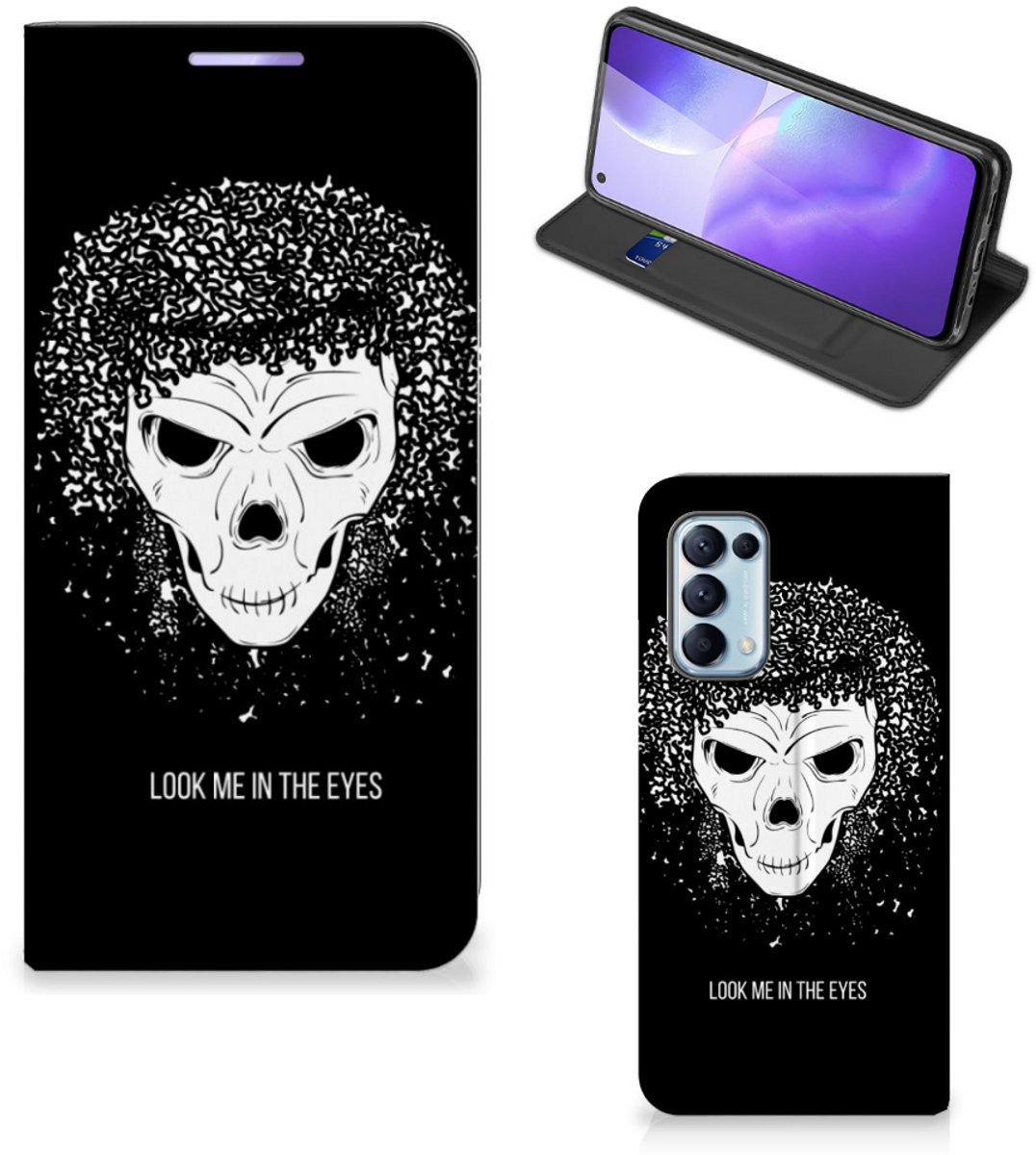 Mobiel BookCase OPPO Find X3 Lite Skull Hair
