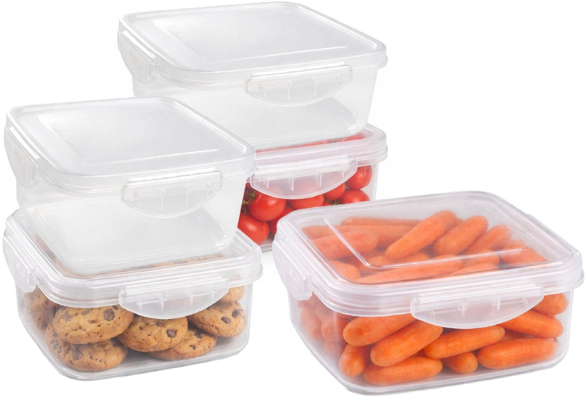 Plasticforte Vershoudbakjes set Classic - 5x stuks - vriezer en magnetron - kunststof - diverse maten - 600-800-1000 ml