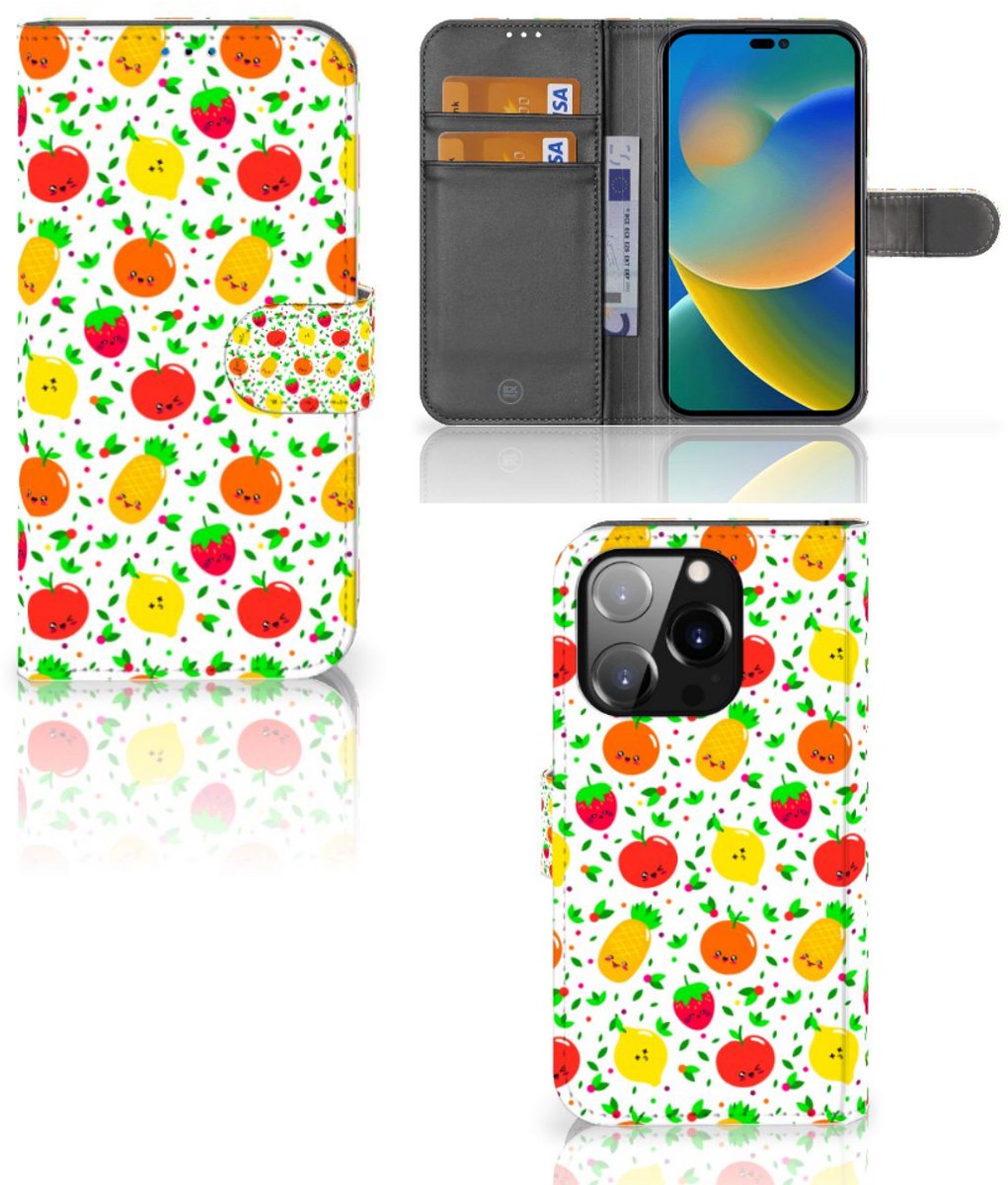 Book Case voor iPhone 14 Pro Book Cover Fruits