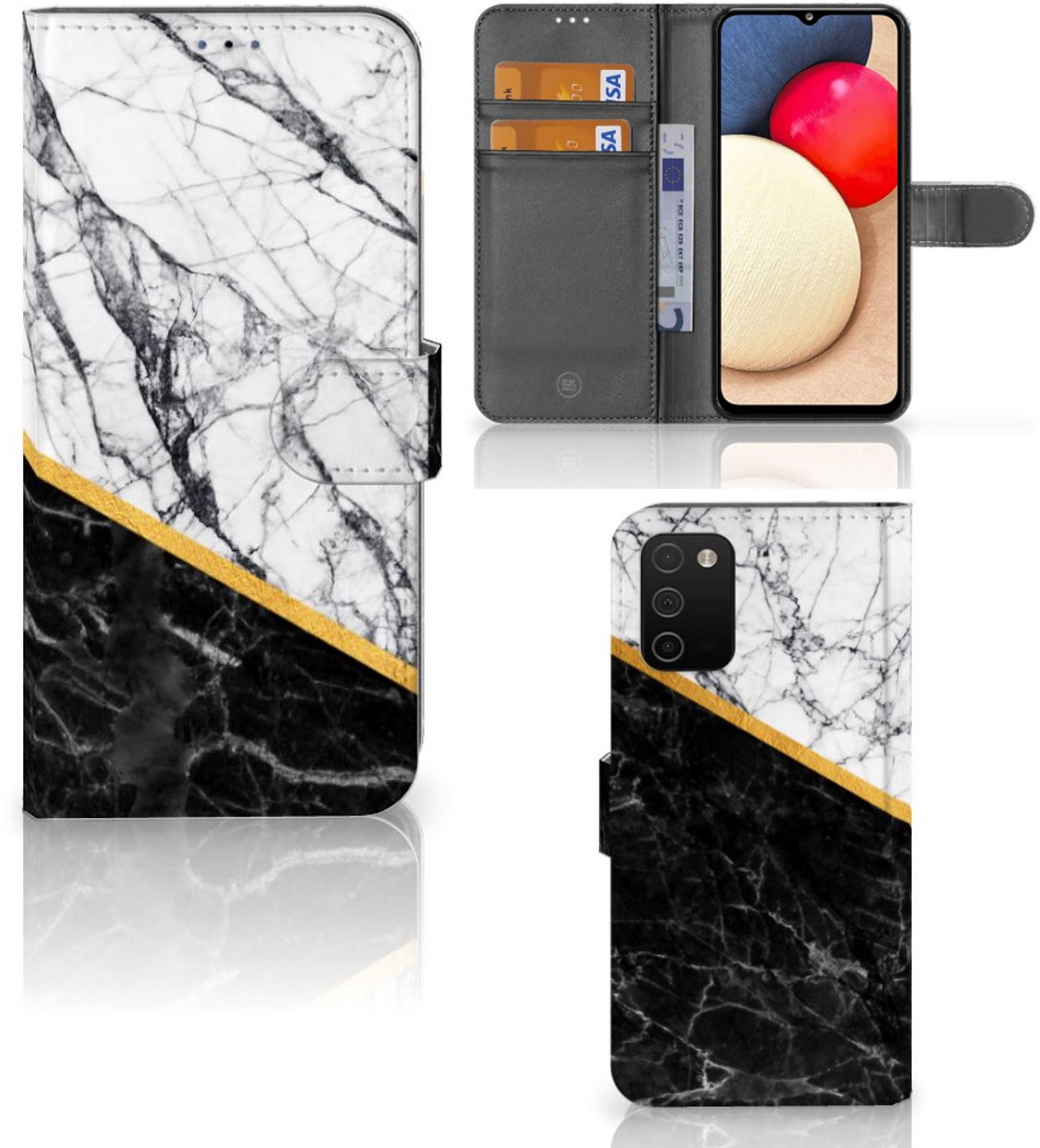 Samsung Galaxy A03s Bookcase Marmer Wit Zwart - Origineel Cadeau Man