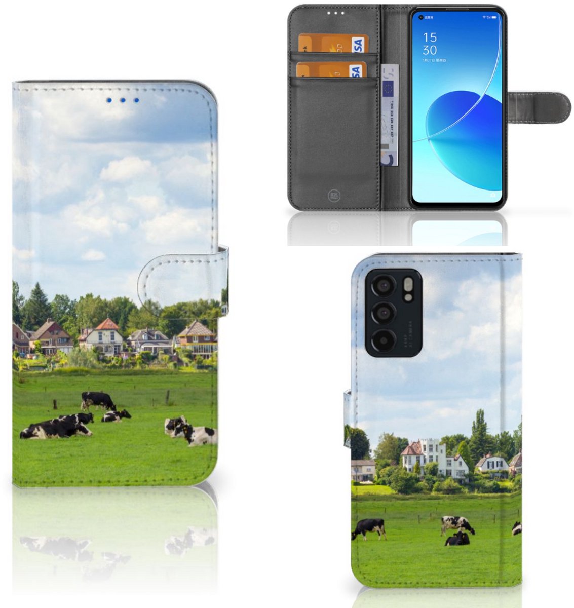 OPPO Reno6 5G Telefoonhoesje met Pasjes Koeien