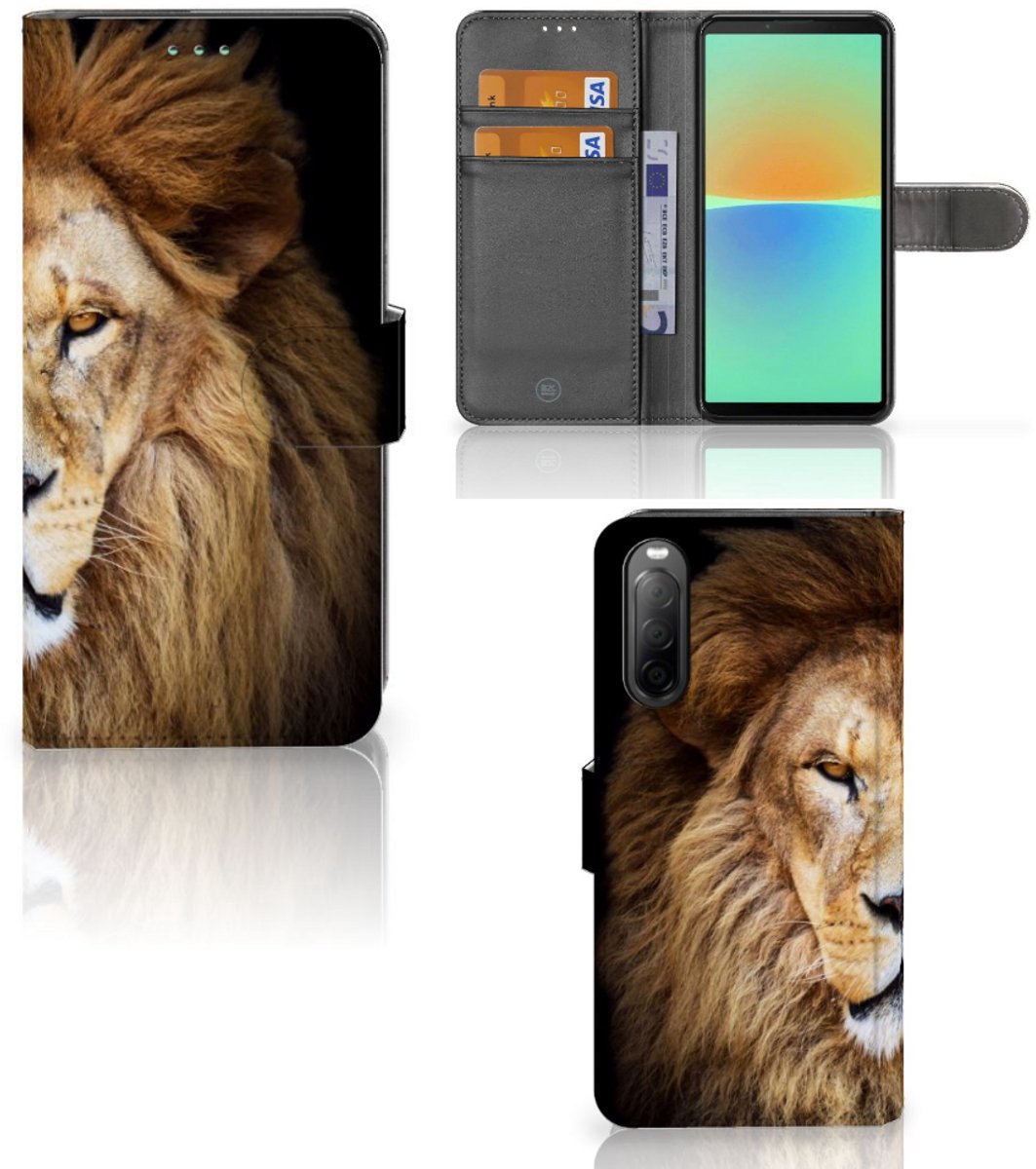 Sony Xperia 10 IV Telefoonhoesje met Pasjes Leeuw