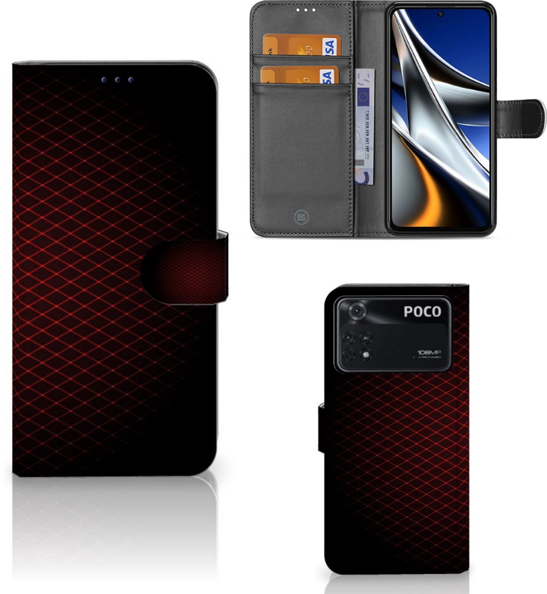 Xiaomi Poco X4 Pro 5G Telefoon Hoesje Geruit Rood