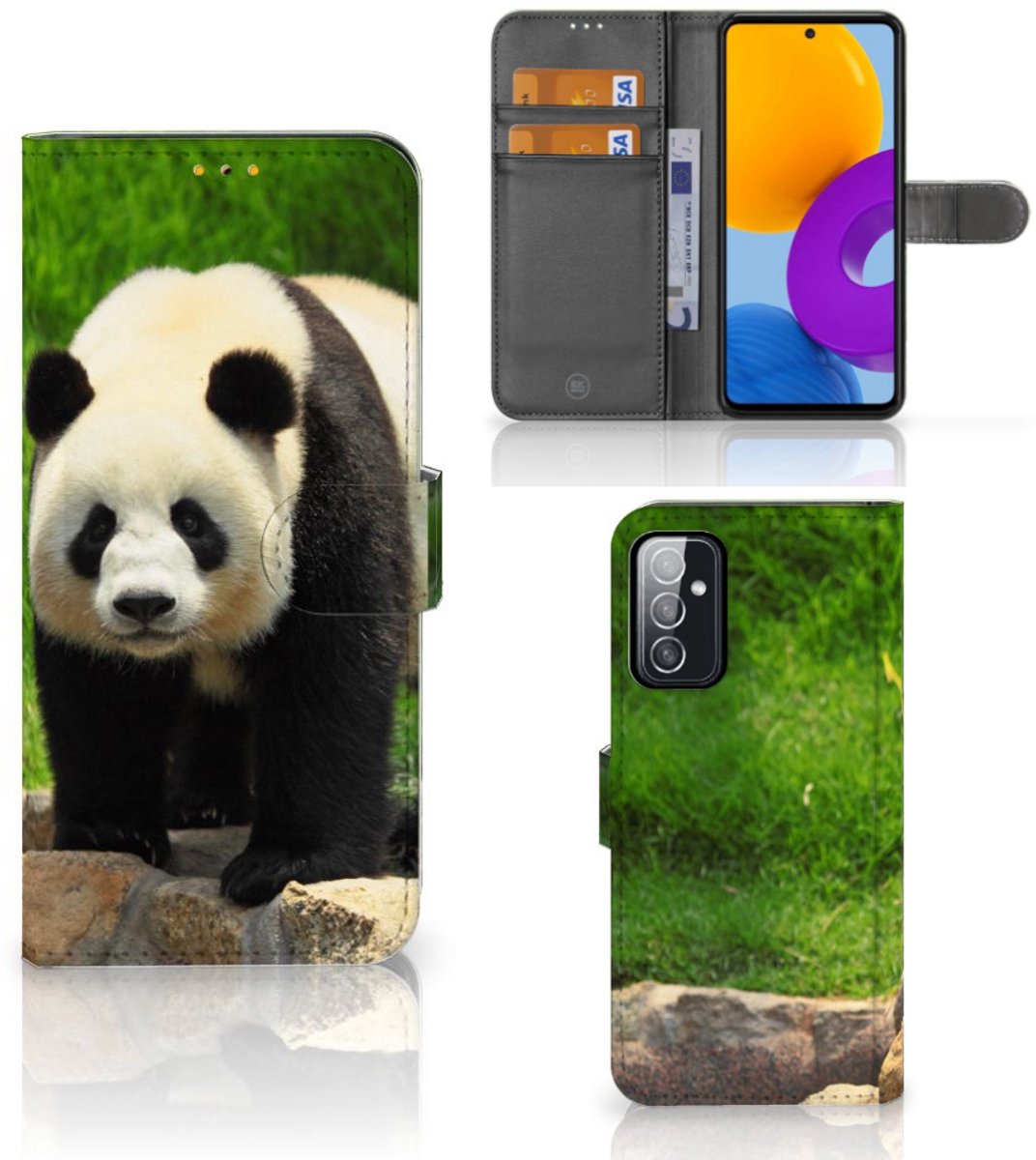 Samsung Galaxy M52 Telefoonhoesje met Pasjes Panda