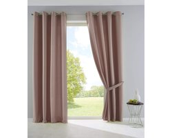 Gordijnen Set - Inbetween Gordijnen - Privacy en Zonwering - Grove Vezelkwaliteit - 175 x 140 cm - Taupe