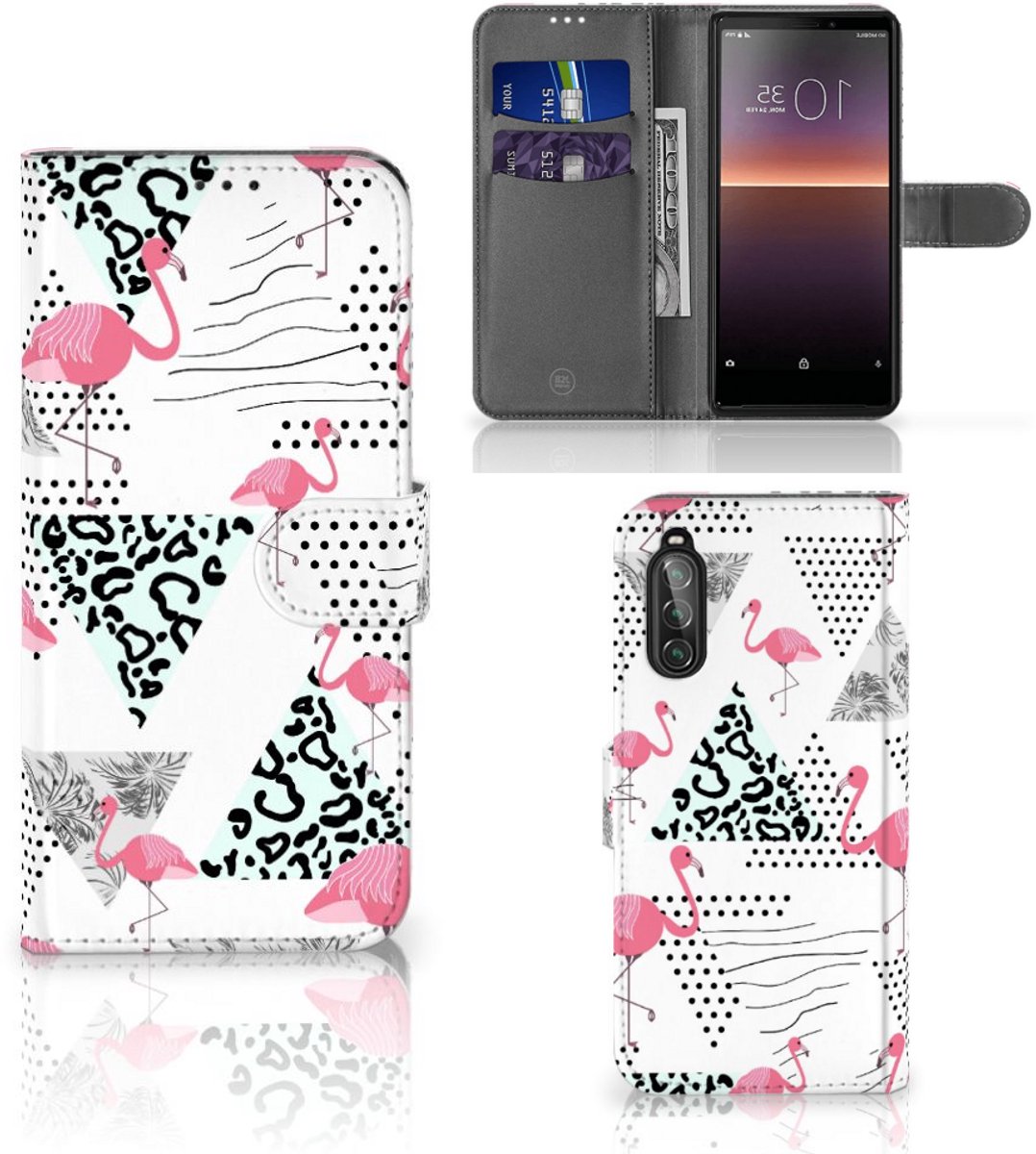 Sony Xperia 10 II Telefoonhoesje met Pasjes Flamingo Triangle