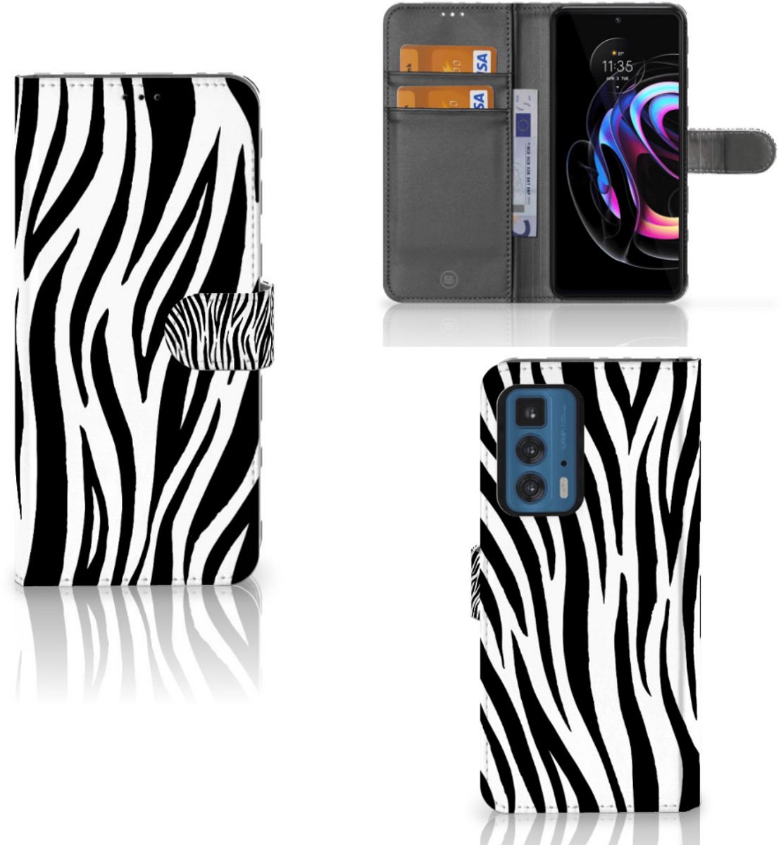 Motorola Edge 20 Pro Telefoonhoesje met Pasjes Zebra