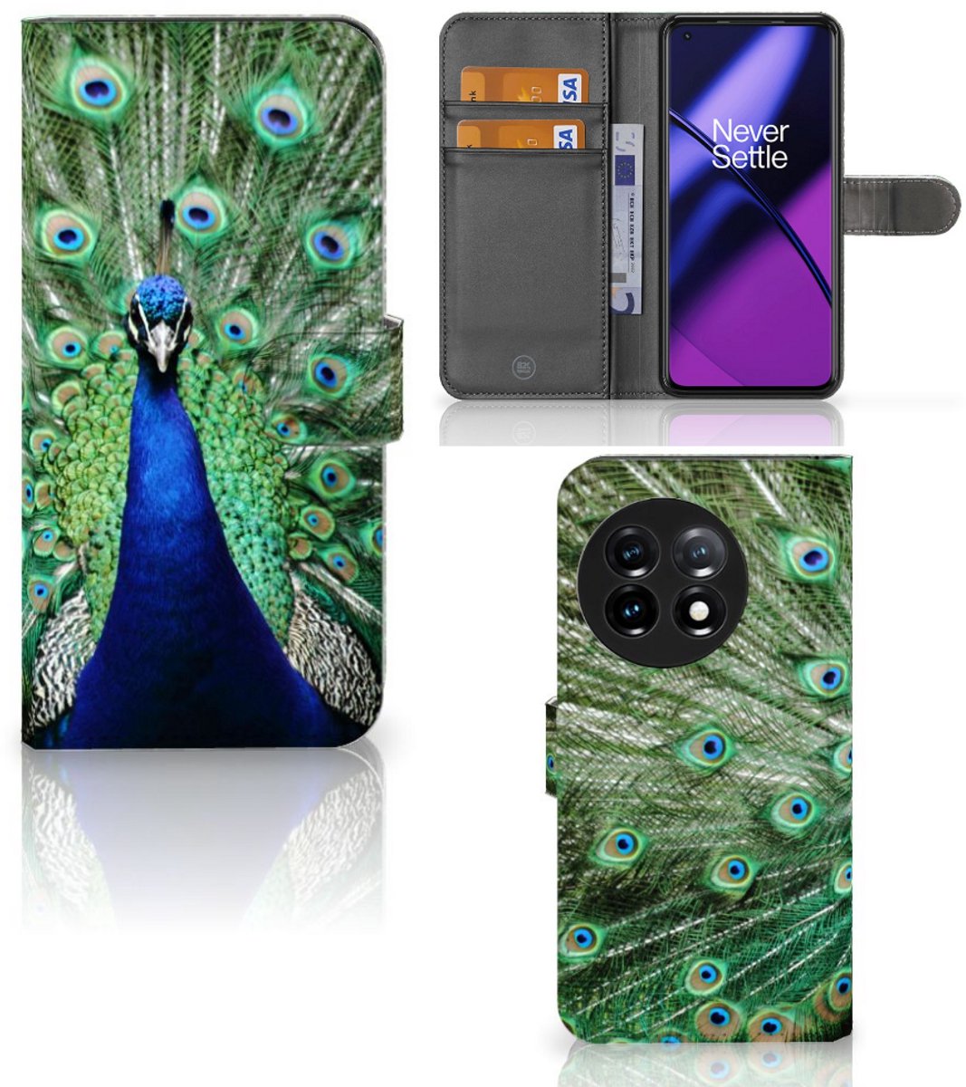 OnePlus 11 Telefoonhoesje met Pasjes Pauw