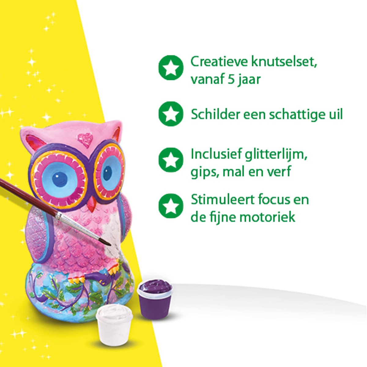 SES Creative - Hobby Pink - Gieten en Schilderen - Uil - Knutselen Meisjes - Sneldrogend - Vanaf 5 jaar — afbeelding 3
