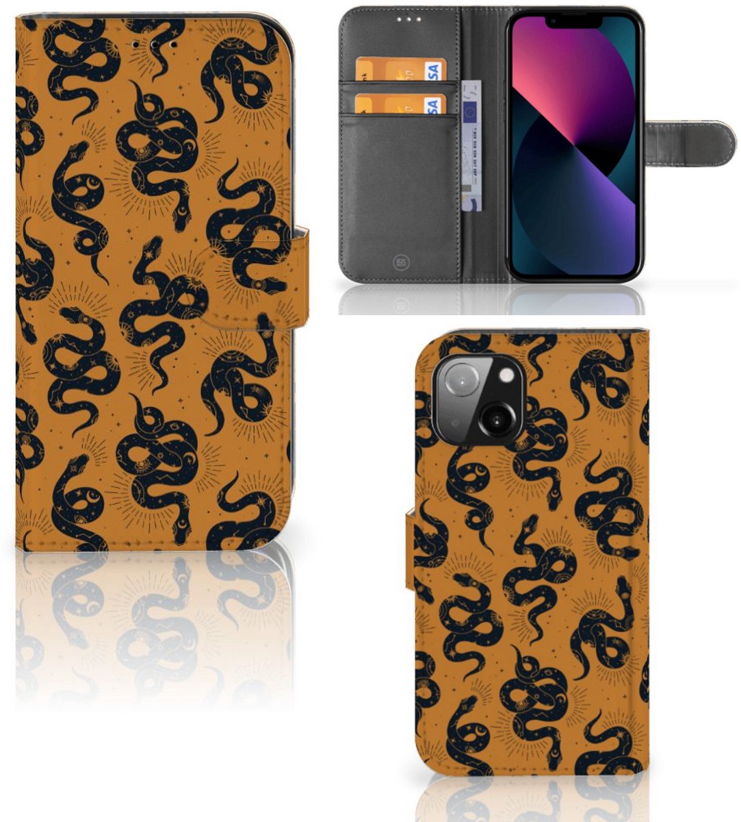 Telefoonhoesje met Pasjes voor Apple iPhone 13 Snakes