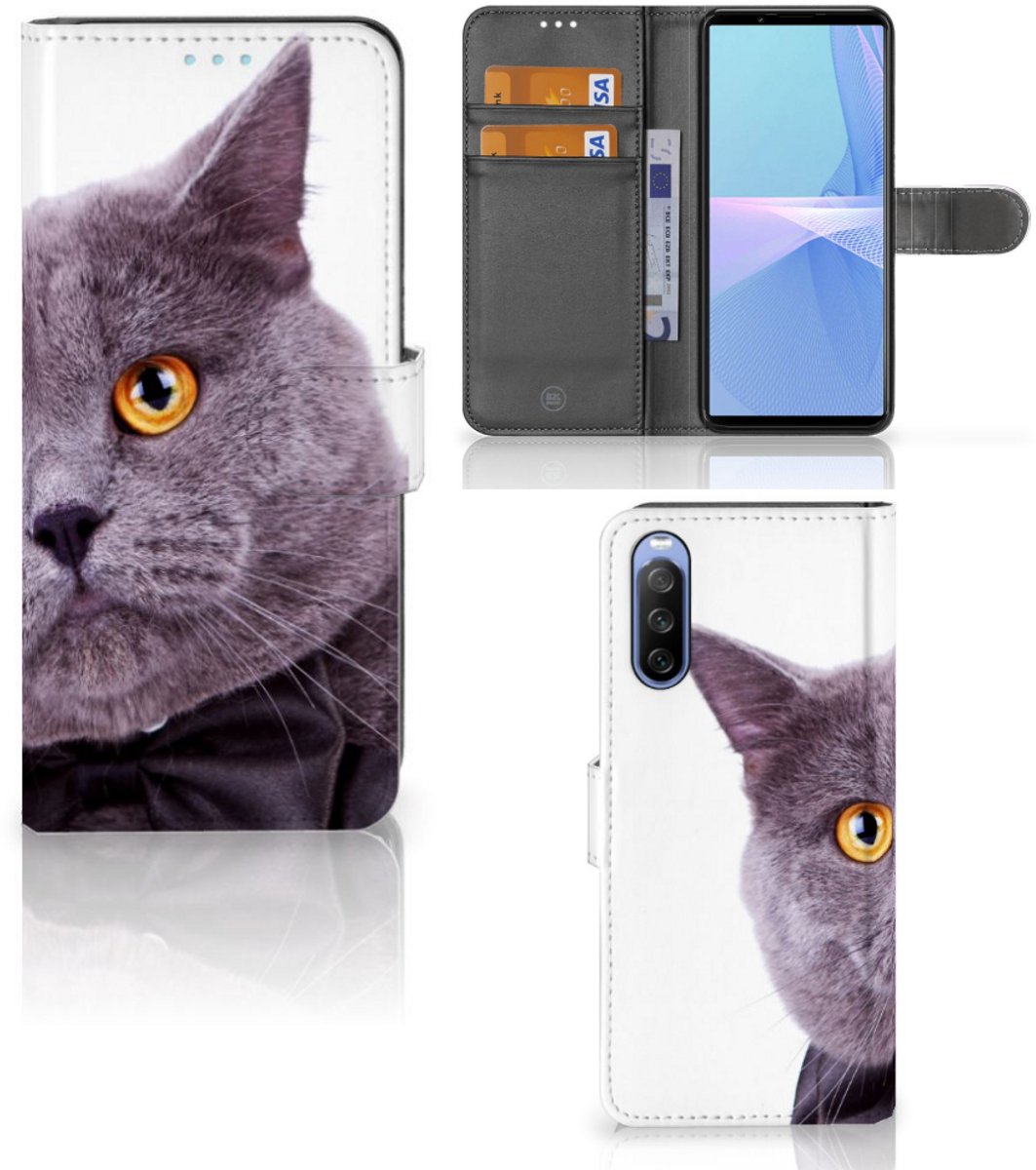 Sony Xperia 10 III Telefoonhoesje met Pasjes Kat