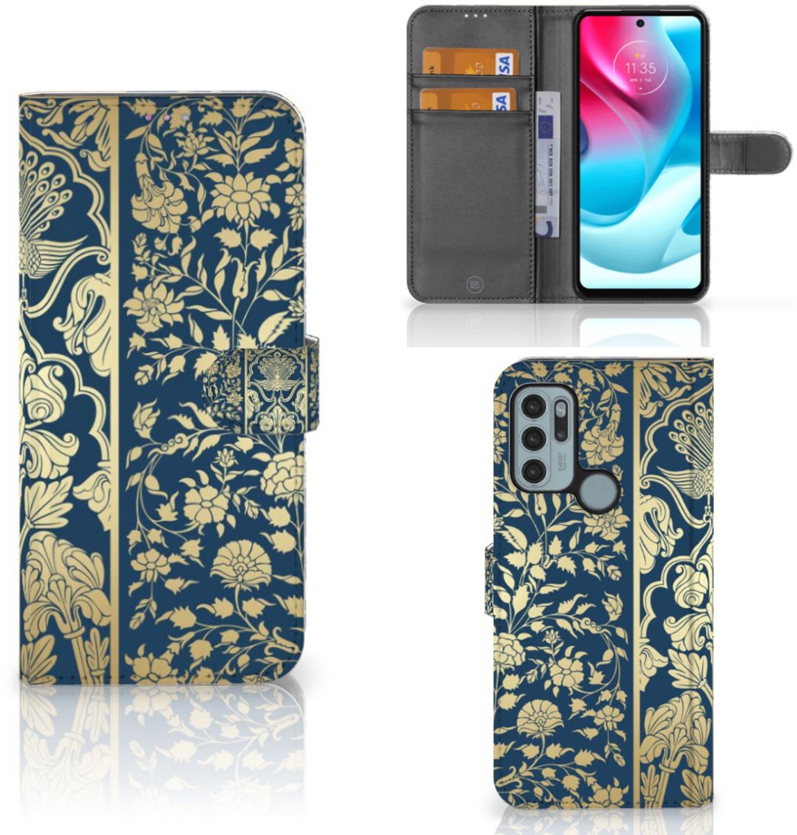 Motorola Moto G60s Hoesje Beige Flowers