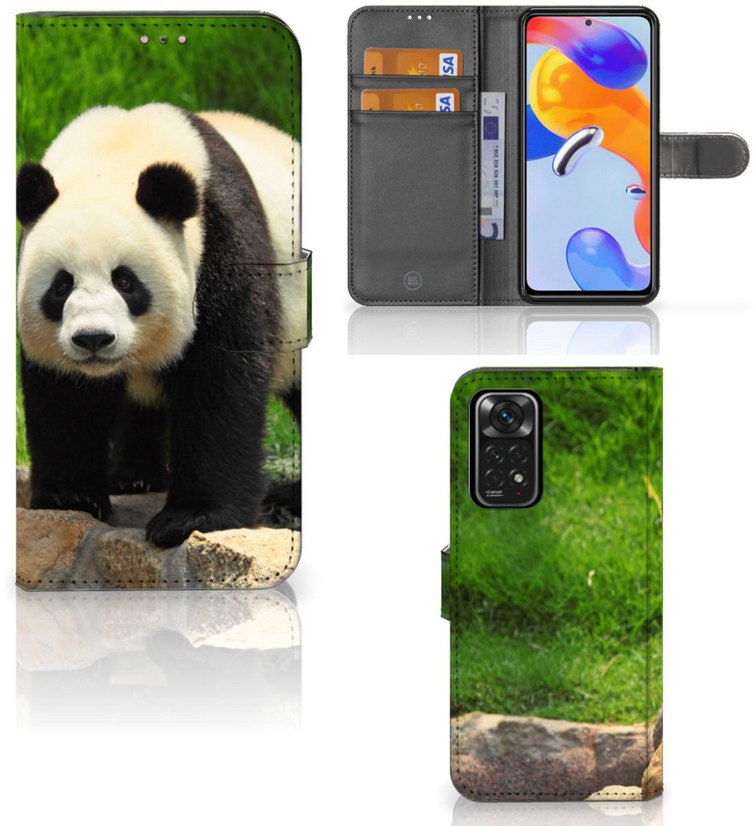 Xiaomi Redmi Note 11 Pro 5G/4G Telefoonhoesje met Pasjes Panda