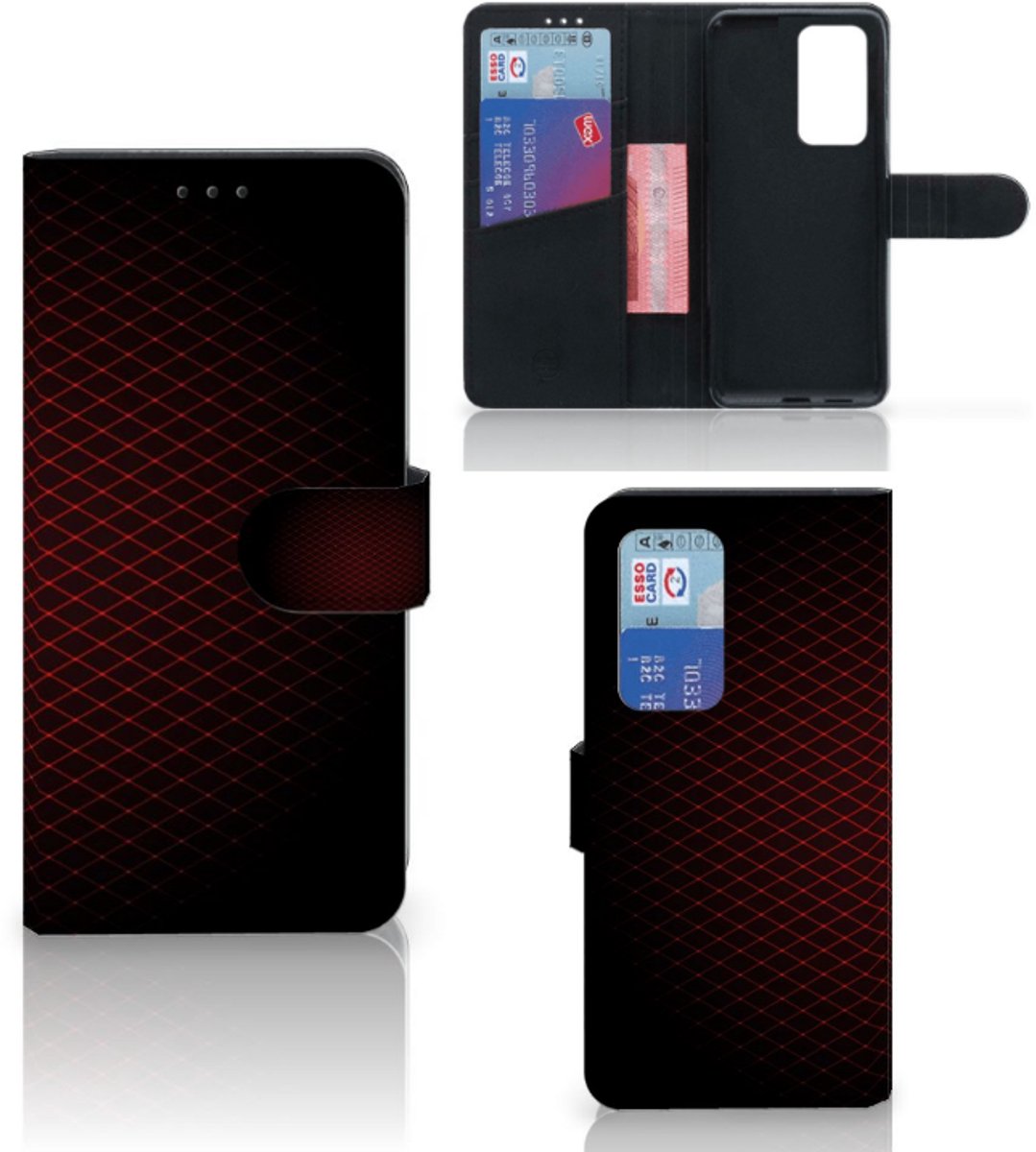 Huawei P40 Pro Telefoon Hoesje Geruit Rood