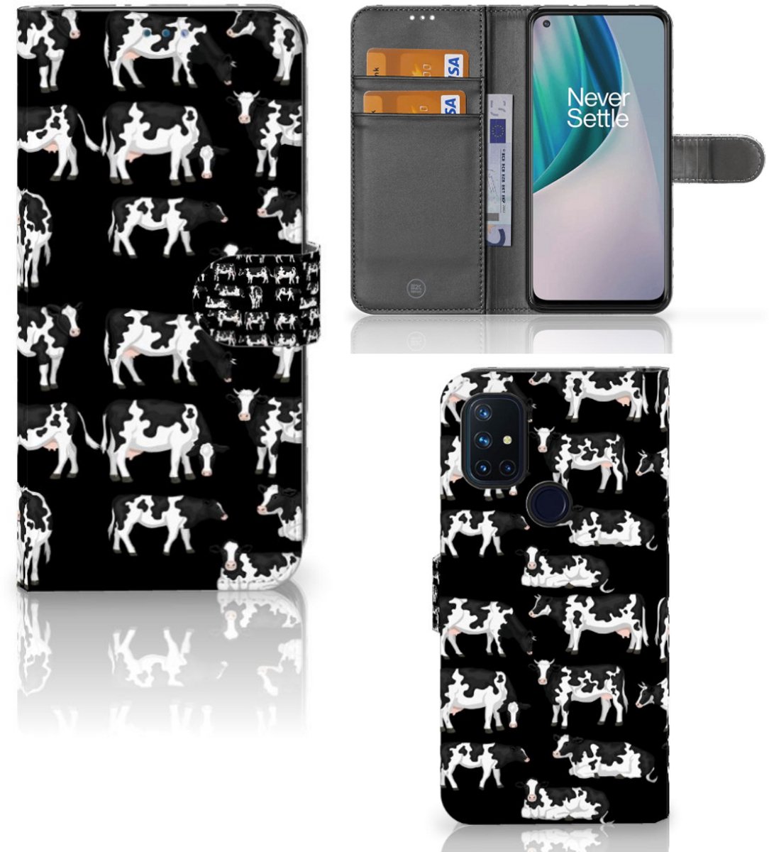 Book Case voor OnePlus Nord N10 Telefoonhoesje met Pasjes Koetjes