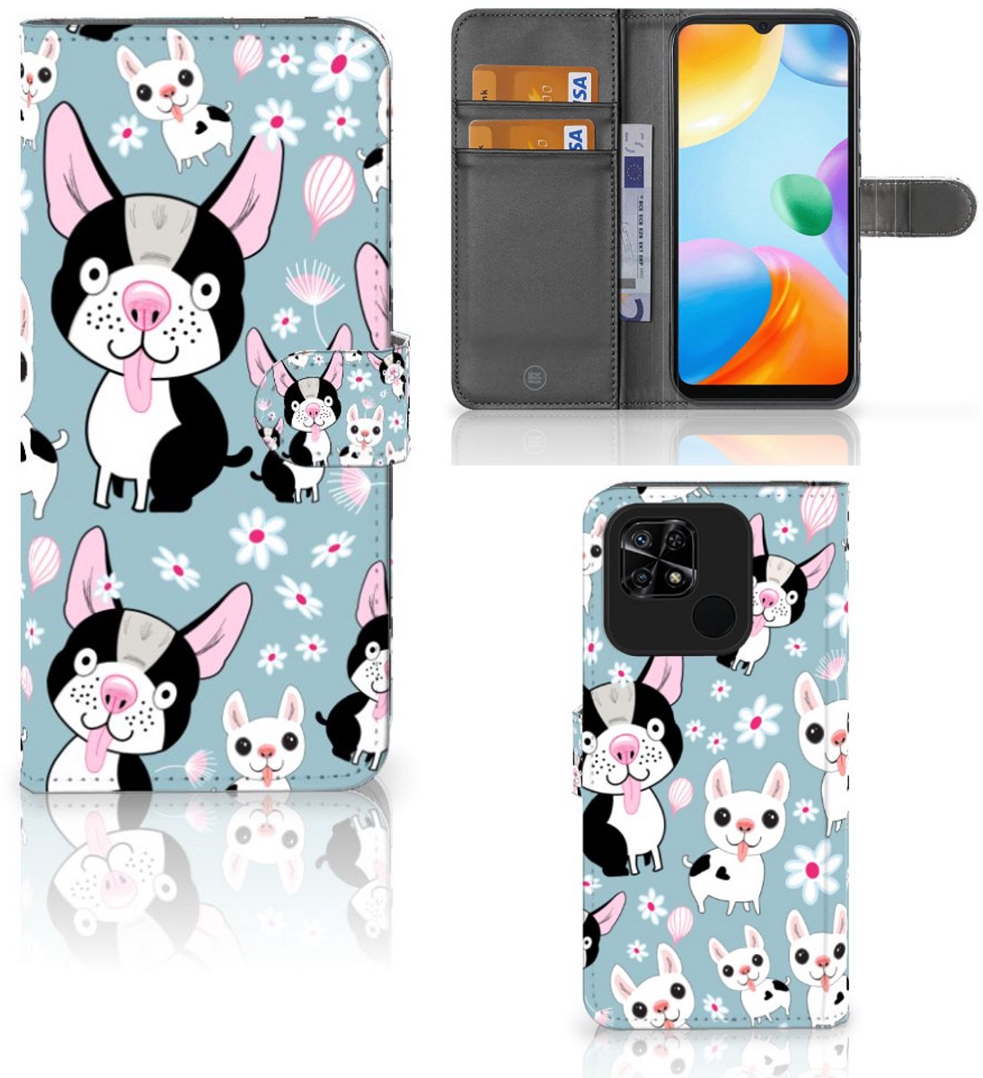 Xiaomi Redmi 10C Telefoonhoesje met Pasjes Hondjes
