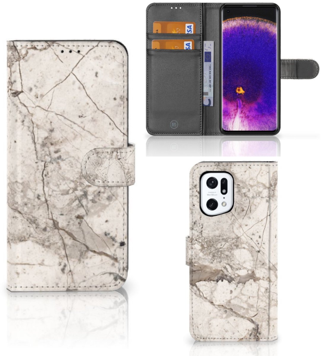 OPPO Find X5 Pro Bookcase Marmer Beige