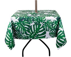 EHouseHome Vierkant tafelkleed, voor buiten en binnen, 152,4 cm, met parasolgat en rits, waterdichte terrastafelkleden met rits, voor lente/zomer, voor ronde tafels/barbecues/picknick in de achtertuin