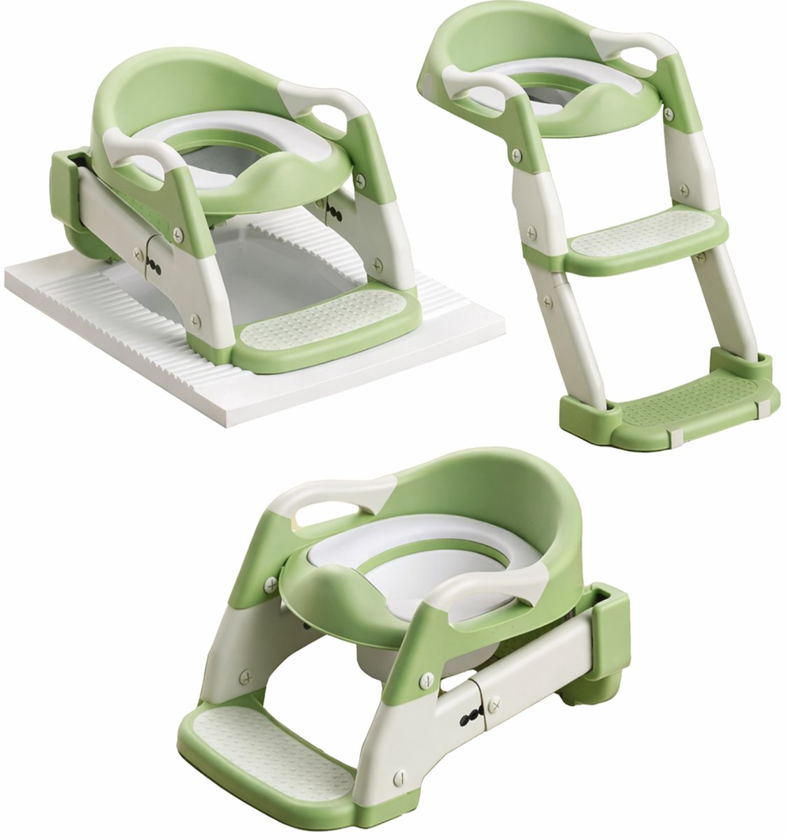 MIRO® Wc Verkleiner Met Trapje - Toilettrainer Met Opstapje - 3 In 1 - Potje Peuter - 2 tot 7 Jaar - Draagbare Toilet - Vrijstaand Toilet Kinderen - Groen