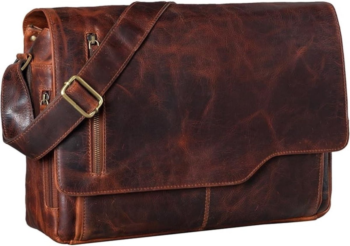Leren Laptoptas - Laptoptas - Leren Tas - Luxe Leren Laptoptas - Werktas - Schoudertas - Business Tas - Leren Business Tas - 15,6 inch - Bruin - van Imperatoris