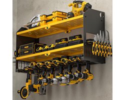 YYR Power Tool Organizer Wandmontage, Draadloze Boor en Batterijhouder, Elektrisch Gereedschap Hanger Opbergrek met Oplaadstation, Garage Organisatie Drijvende Plank - Gemaakt van Heavy Duty Metaal,