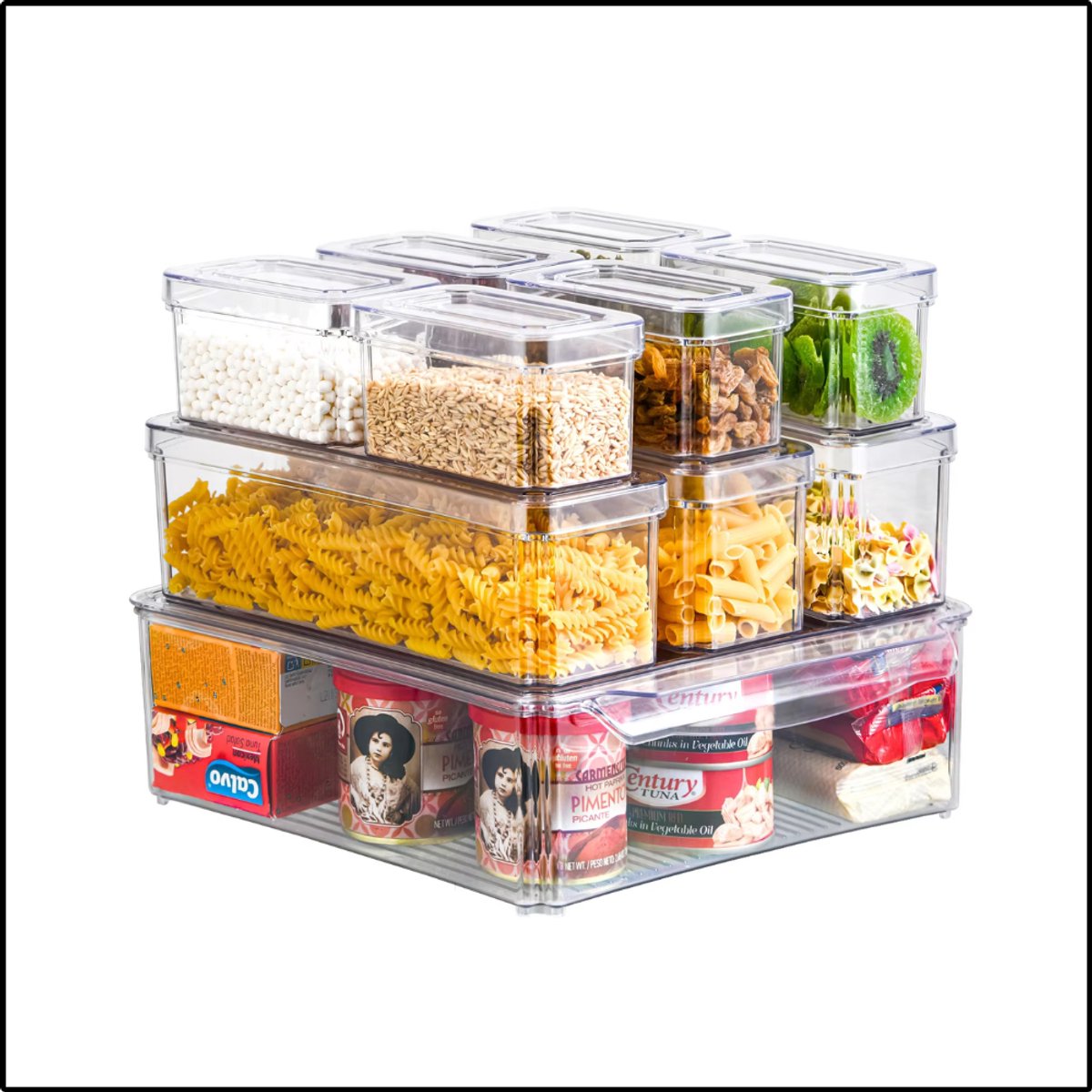 Koelkast Opbergdozen Set 10 Stuks - Voedselcontainers Met Deksel - Groente en Fruit Organizer - Stapelbaar Design - Transparant