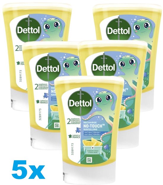 Dettol No-Touch Handzeep Navulling Citrus – 5 x 250 ml – Antibacterieel – Voor Automatische Dispenser