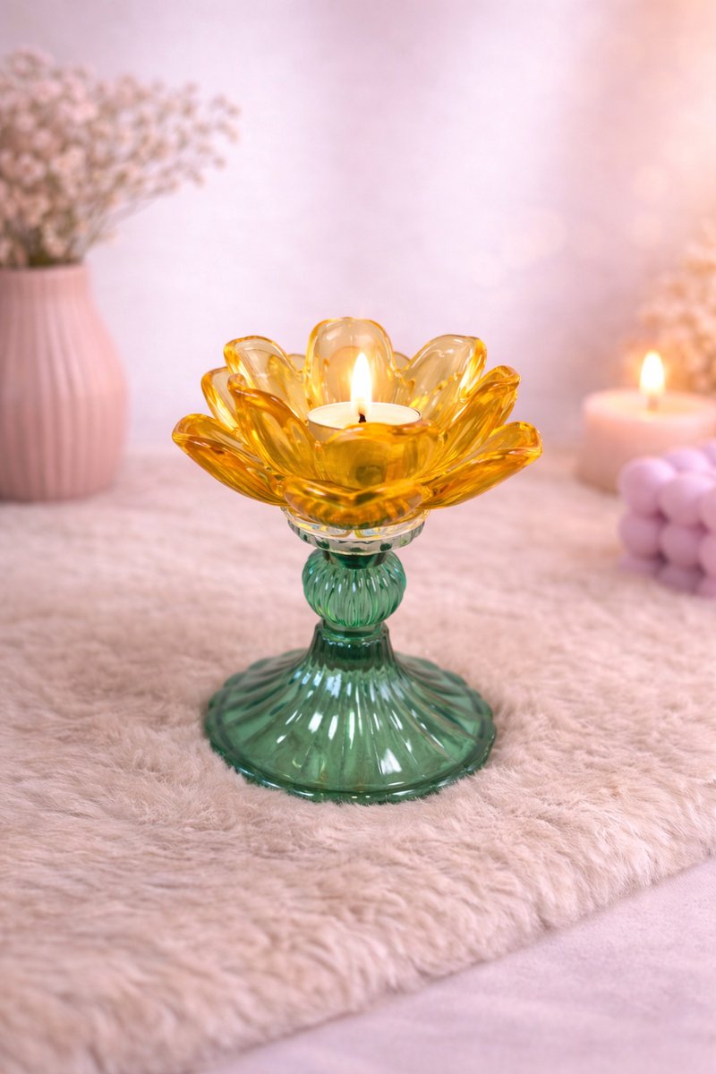 Waxinelichthouder ‘Bloom Glow’ | Viva Femme | Kaarsen | Decoratie | Cadeau | Wonen | Lente