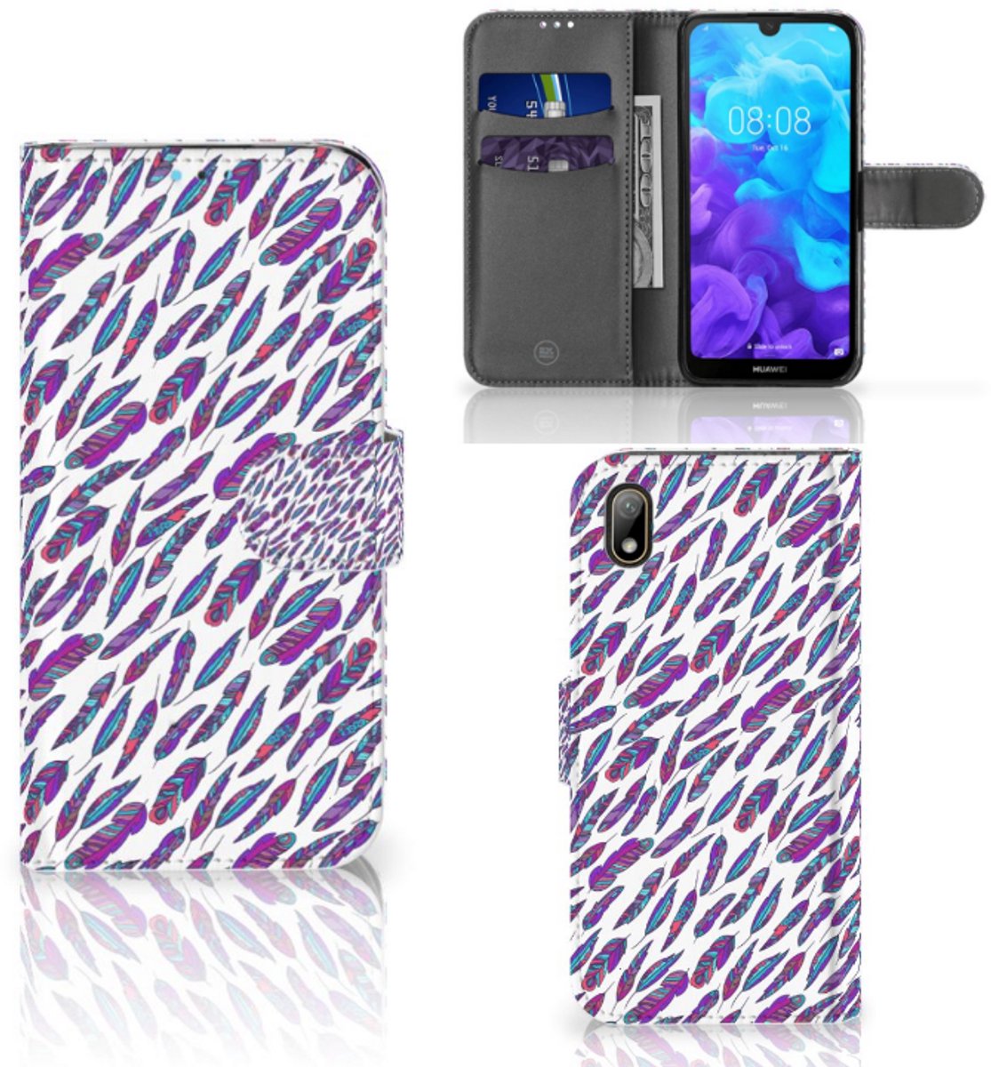 Huawei Y5 (2019) Telefoon Hoesje Feathers Color