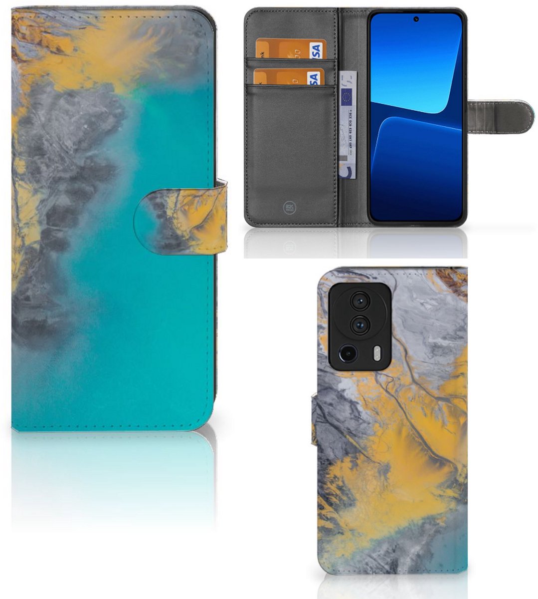 Xiaomi 13 Lite Bookcase Marble Blue Gold
