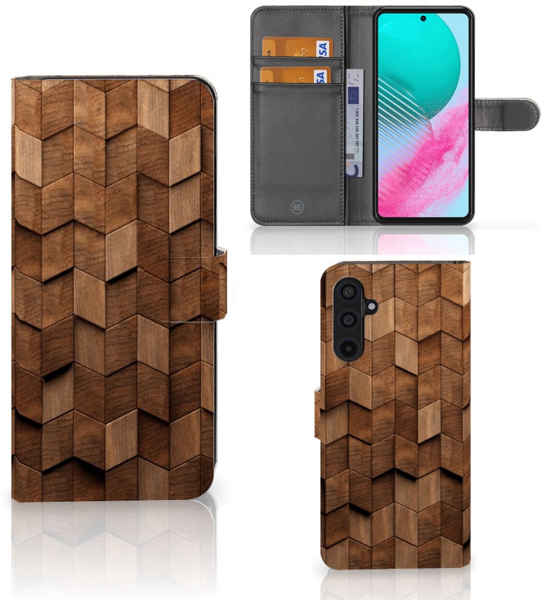 Book Style Case voor Samsung Galaxy M54 Wooden Cubes
