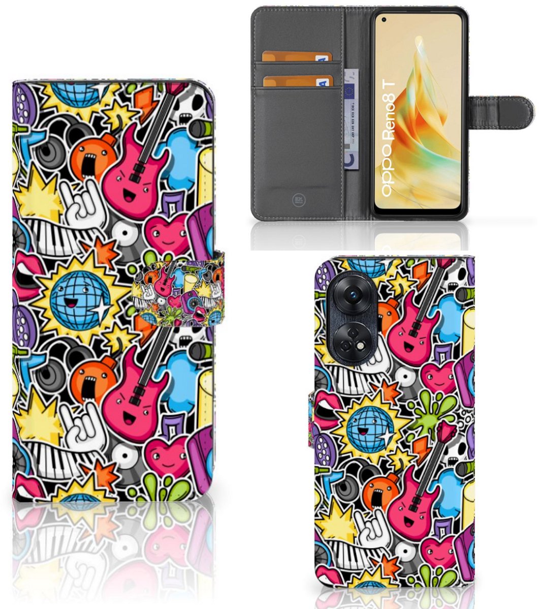 OPPO Reno8 T 4G Wallet Case met Pasjes Punk Rock