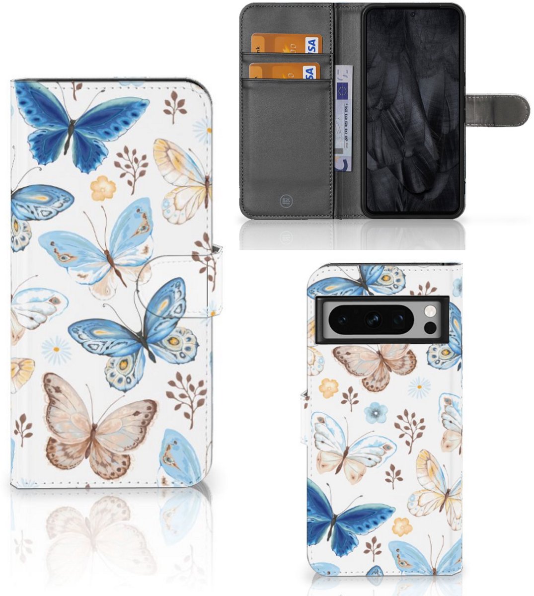Telefoonhoesje met Pasjes voor Google Pixel 8 Pro Vlinder