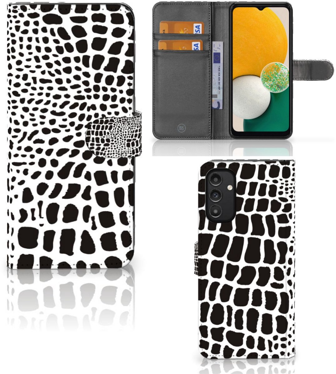 Samsung Galaxy A14 4G Telefoonhoesje met Pasjes Slangenprint