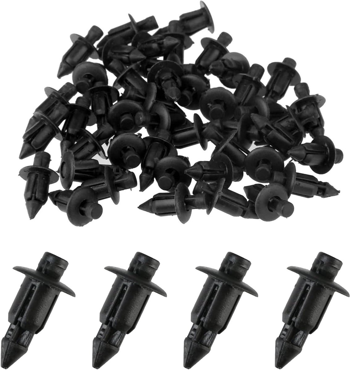 Set van 50 Plastic Rivets voor Bevestiging, Spreader Rivets, 6 mm Diameter, Ideaal voor Auto's, Motoren en Vervangingen