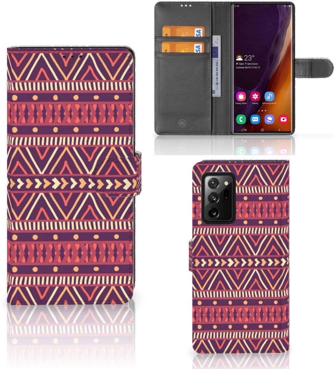 Samsung Galaxy Note20 Ultra Telefoon Hoesje Aztec Paars