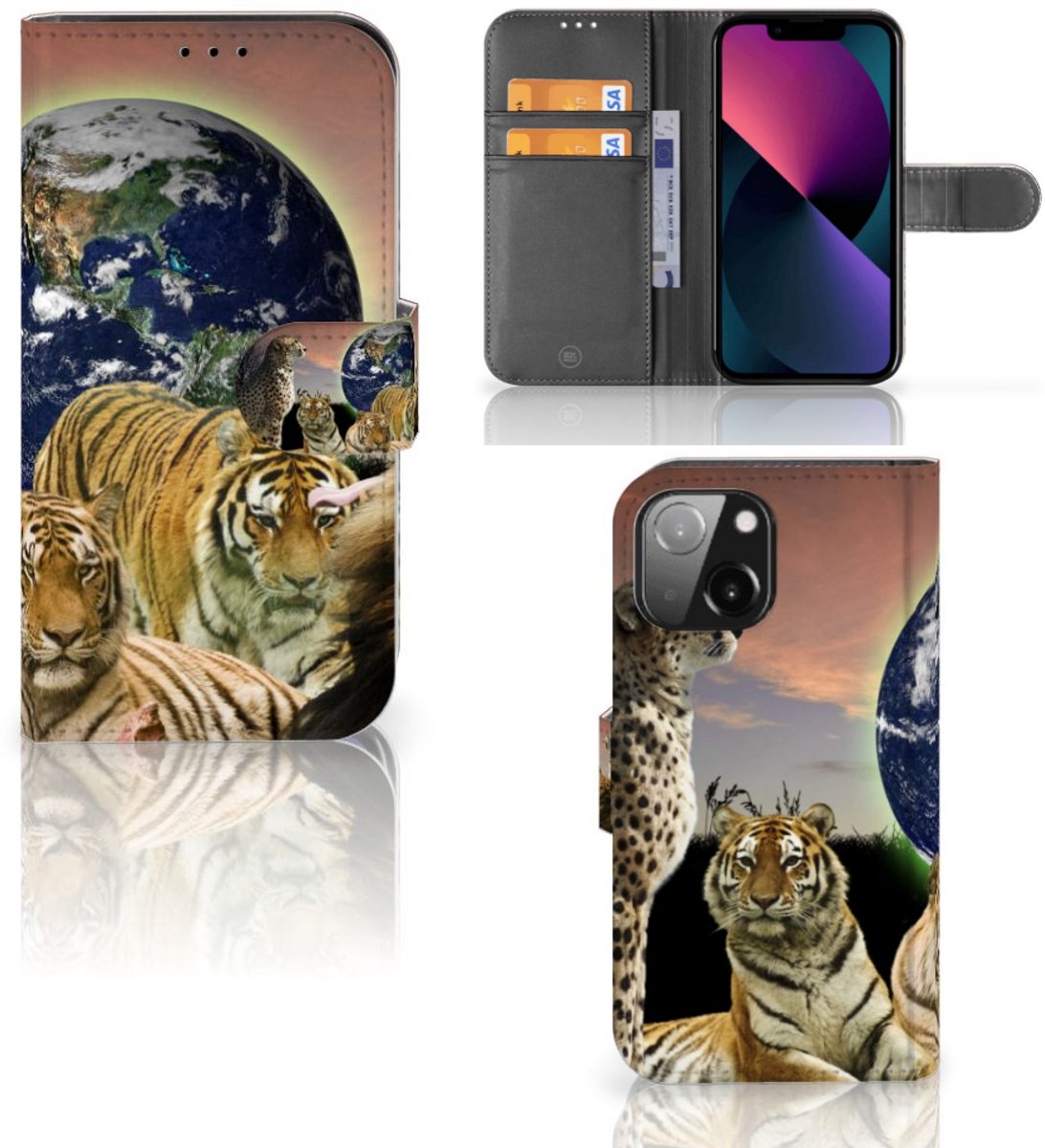 iPhone 13 Mini Telefoonhoesje met Pasjes Roofdieren