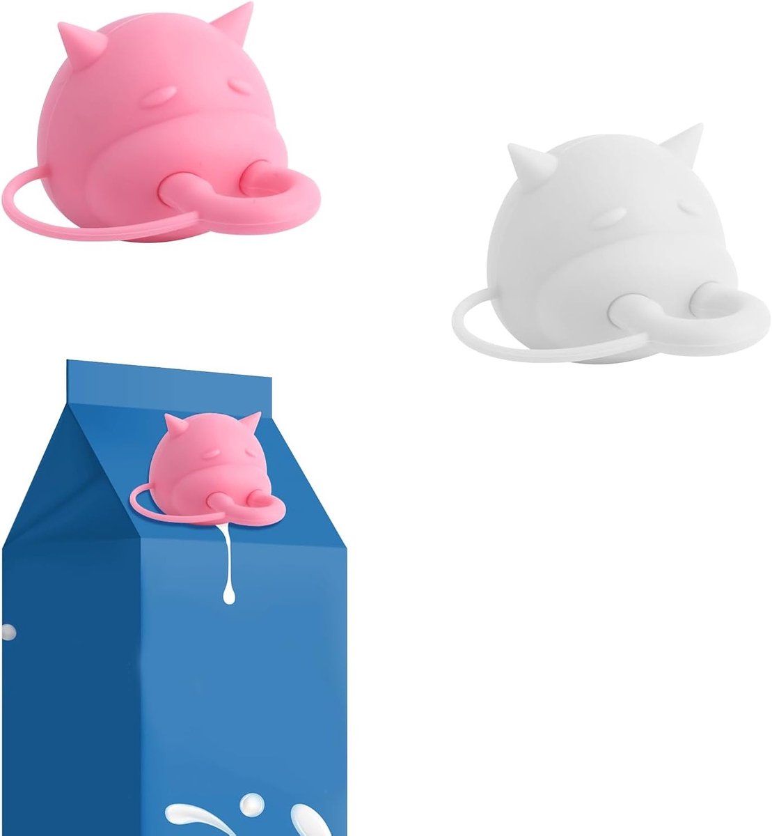 2 Stuks Silicone Melkdoos Caps voor Koeien, Grappige Boxvormige Afleidingsaccessoires voor Thuis, Keuken en Kantoor, Ideaal voor Melkflessen en Creatieve Decoratie