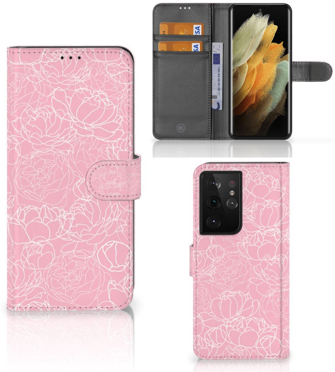 Samsung Galaxy S21 Ultra Hoesje White Flowers