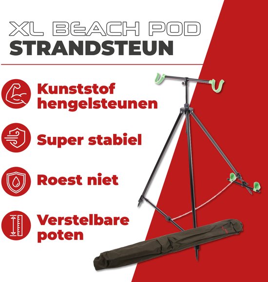 Ultimate XL Beach Pod - 3-Potige Strandsteun - 2 Hengels - Inclusief Draagtas van Merkloos — afbeelding 2