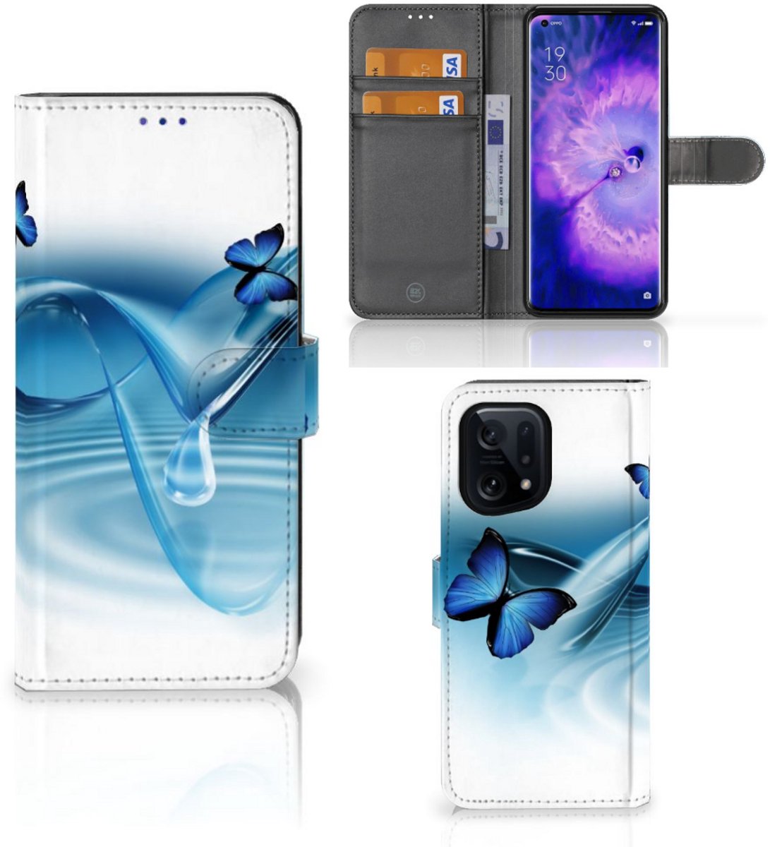 OPPO Find X5 Telefoonhoesje met Pasjes Vlinders