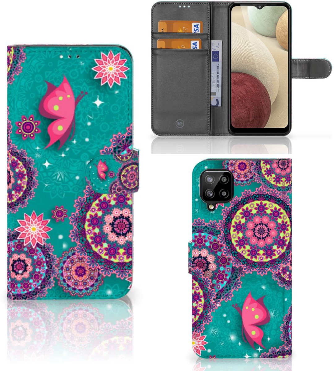 Samsung Galaxy A12 Hoesje Cirkels en Vlinders