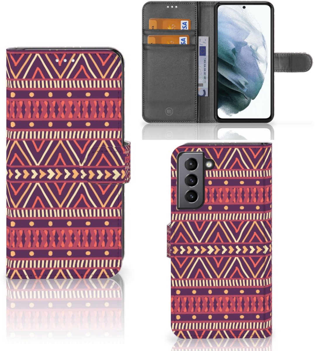 Samsung Galaxy S21 FE Telefoon Hoesje Aztec Paars