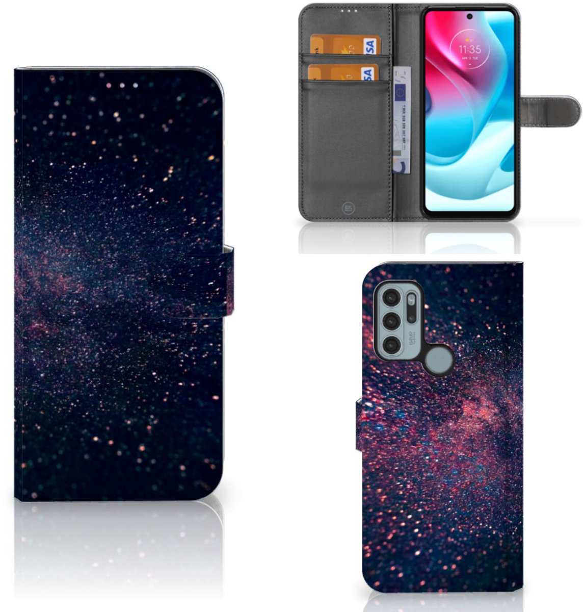 Motorola Moto G60s Book Case Stars